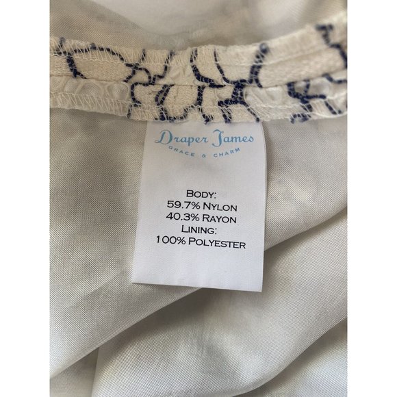 Draper James Lace Dress Womens 0 Ivory Blue Lined Embroidered Bell Sleeve 9528 - Picture 9 of 9